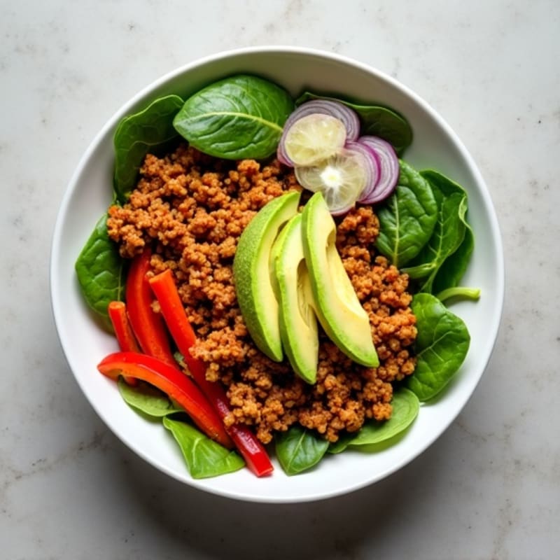 Spiced Ground Turkey Bowl with Fresh Veggies and Creamy Avocado
