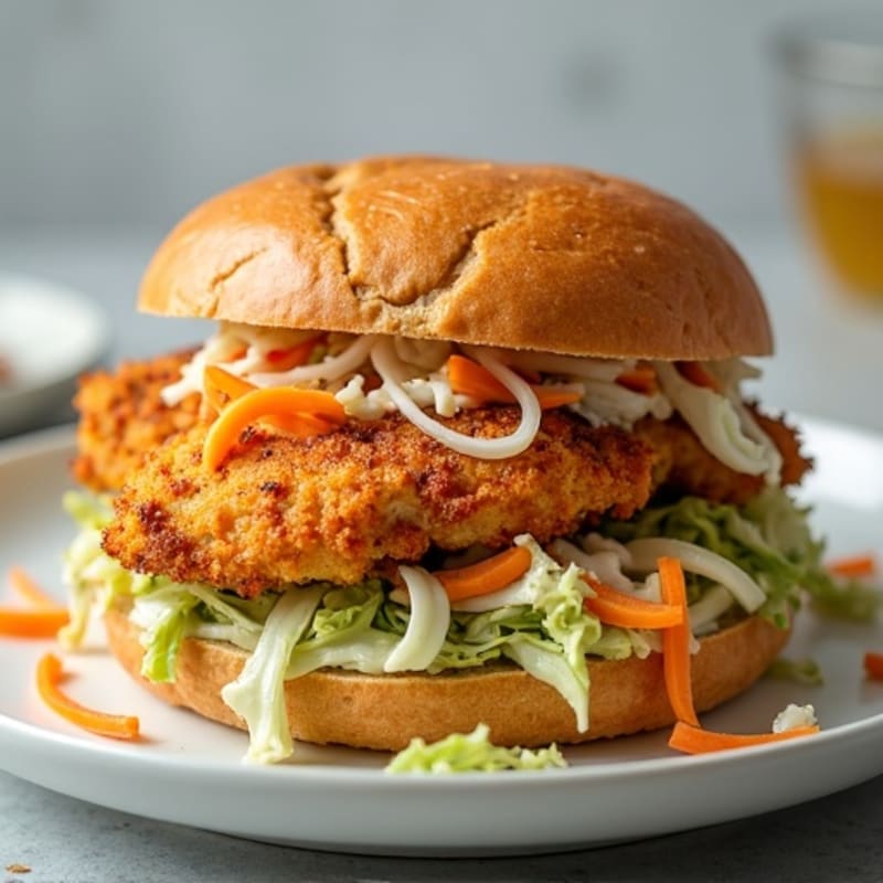 Crispy Baked Chicken Sandwich with Creamy Slaw