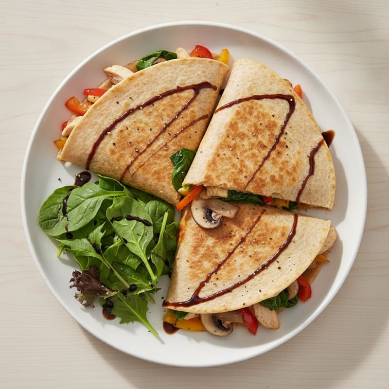 Spinach Mushroom Bell Pepper Quesadillas