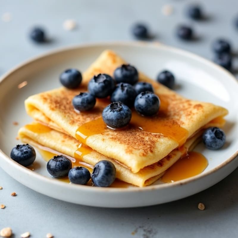 Almond Flour Blueberry Crepes with Maple Drizzle