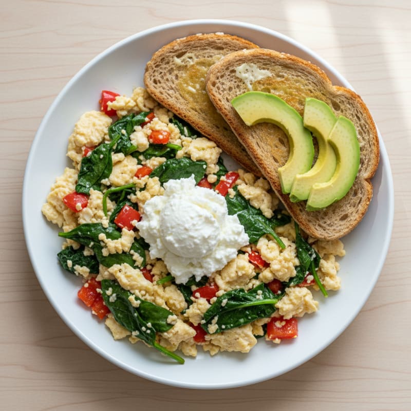 Egg White Veggie Scramble with Cottage Cheese