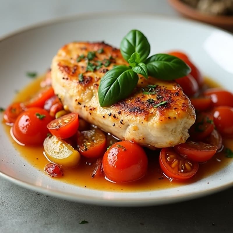 Tender Braised Chicken with Tomatoes and Bell Peppers