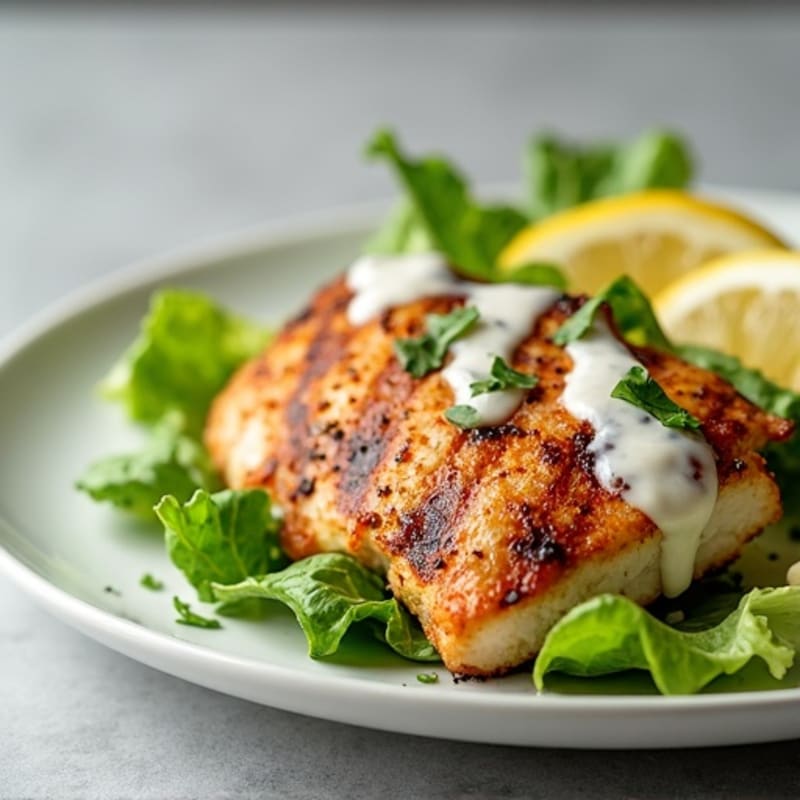 Grilled Chicken with Creamy Garlic Dressing and Crispy Romaine