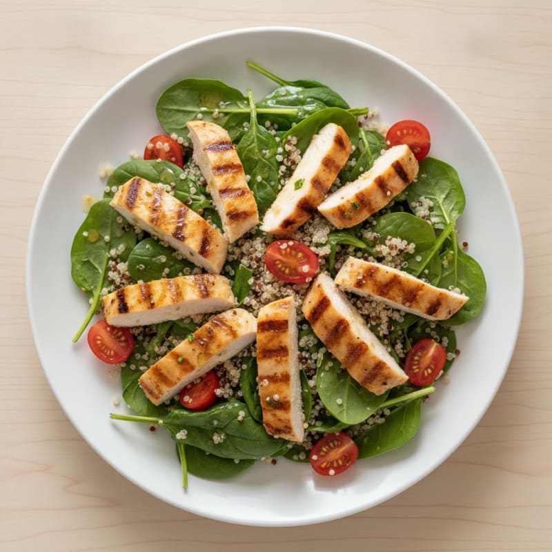 Grilled Chicken and Quinoa Salad with Spinach