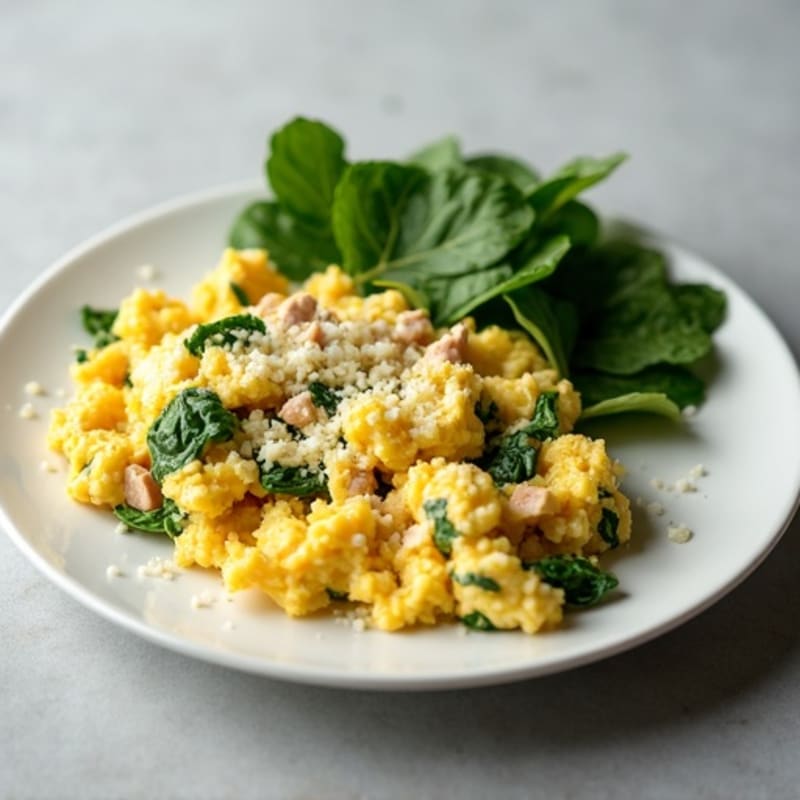 Egg White and Turkey Spinach Scramble