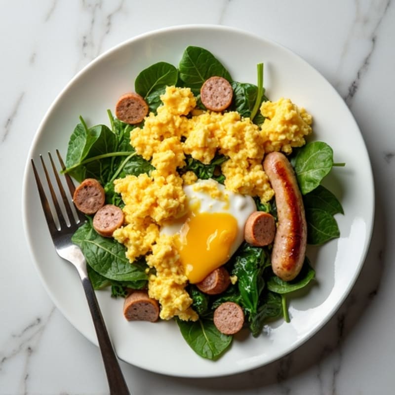 Egg White Scramble with Spinach and Turkey Sausage