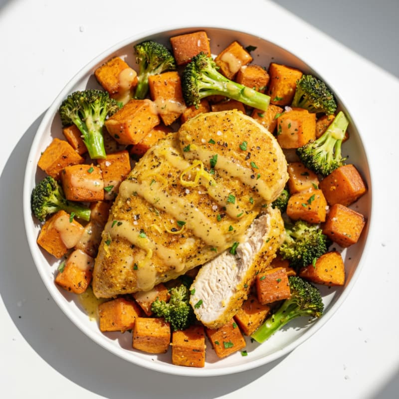 Lemon Herb Chicken with Roasted Sweet Potatoes