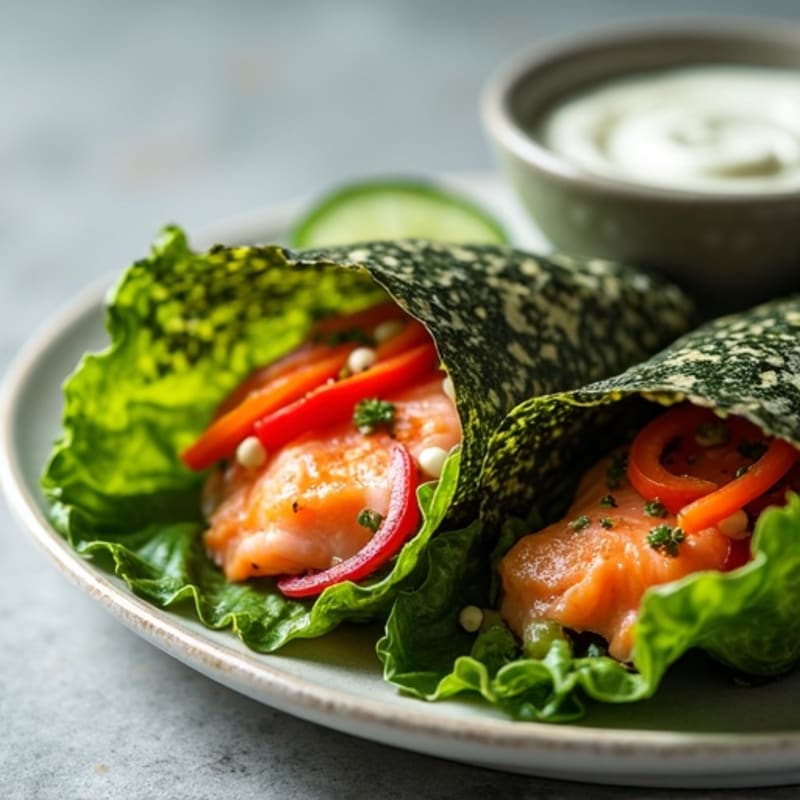 Fresh Salmon and Crisp Vegetable Nori Wraps