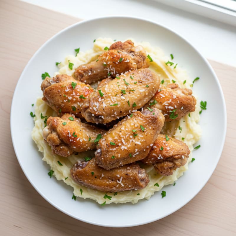 Garlic-Parmesan Chicken Wings with Creamy Mash