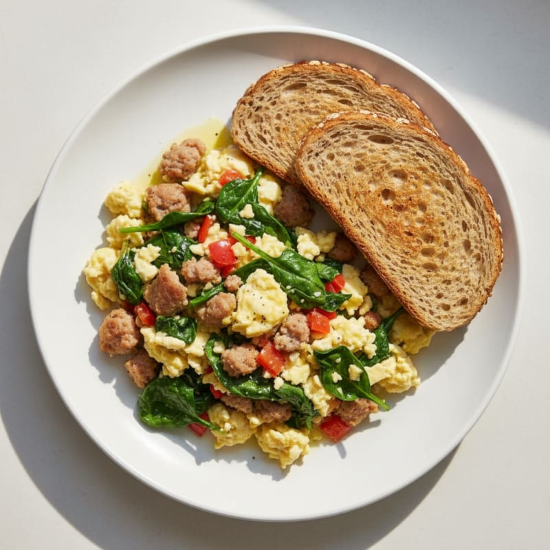 Egg White Scramble with Spinach and Turkey Sausage