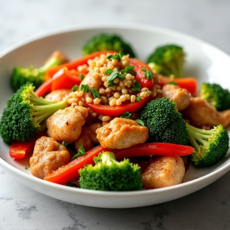 Crispy Ginger-Garlic Chicken Stir-Fry with Fresh Broccoli and Bell Peppers