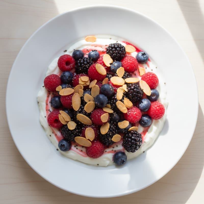 Greek Yogurt Protein Parfait with Mixed Berries