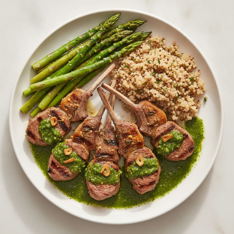 Grilled Herb Lamb Chops with Mint Sauce