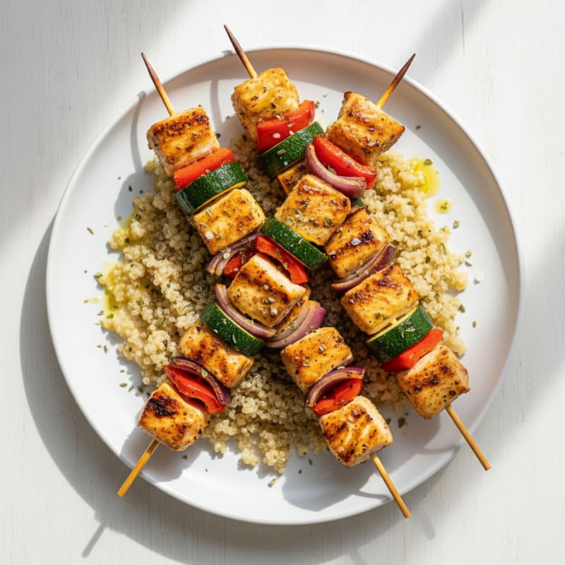 Lemon Herb Chicken and Veggie Skewers