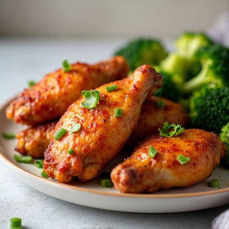 Crispy Baked Honey Garlic Chicken Wings with Roasted Broccoli