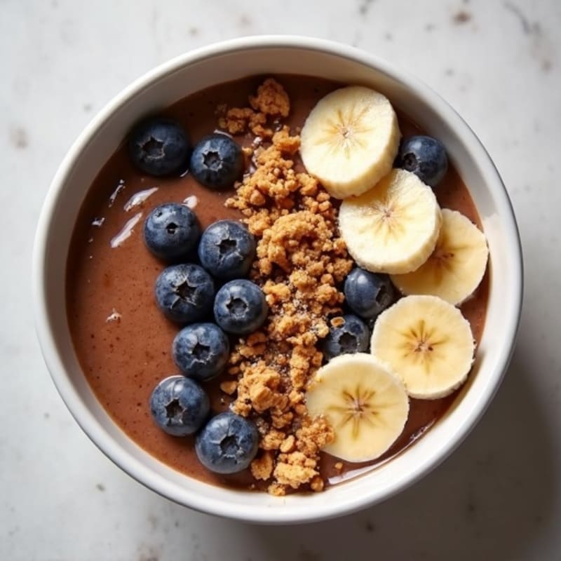 Chocolate Protein Smoothie Bowl with Peanut Butter and Banana