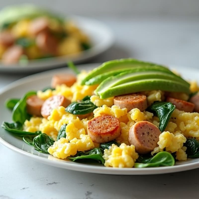 Egg White Scramble with Spinach and Turkey Sausage