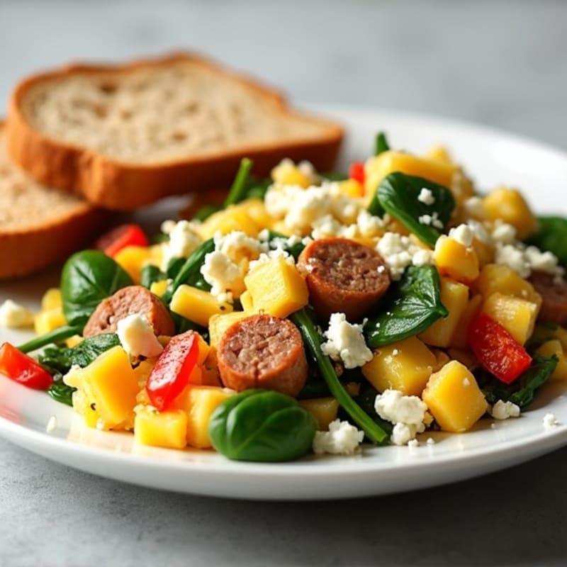 Egg White and Turkey Sausage Scramble with Spinach