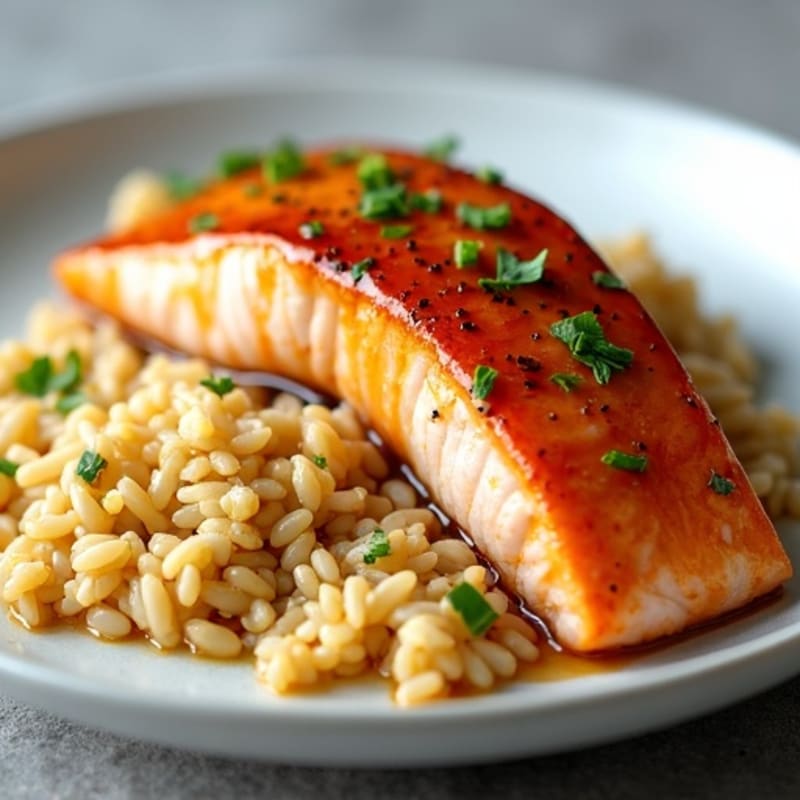 Honey-Ginger Glazed Salmon with Coconut Rice