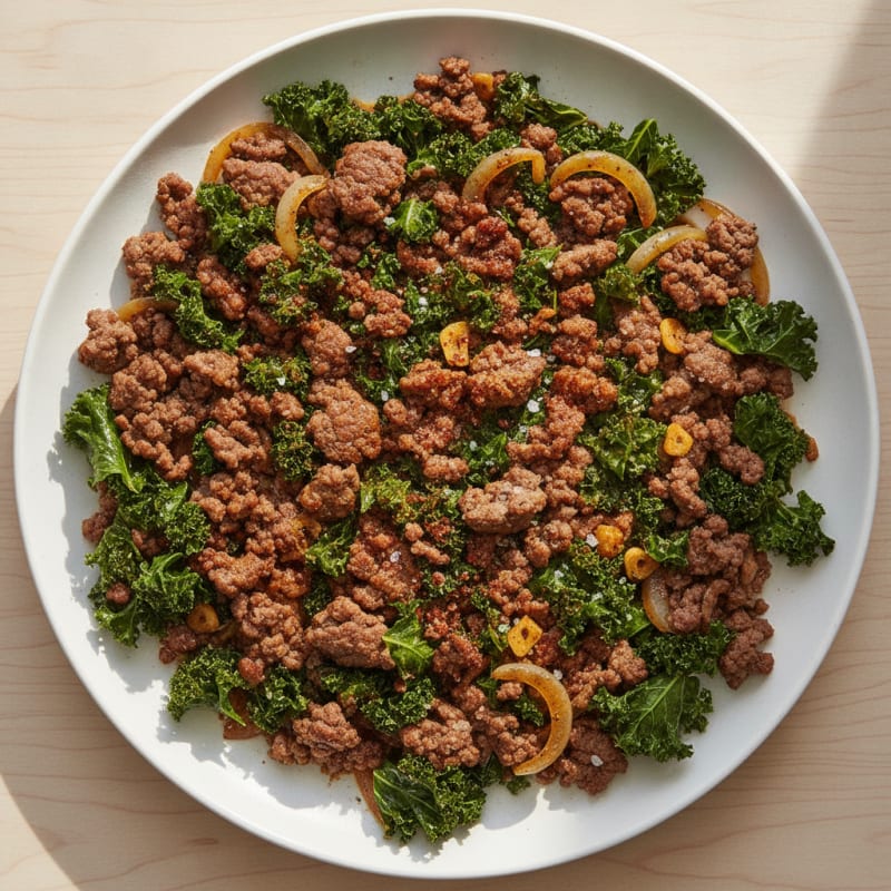 Savory Ground Beef and Kale Skillet