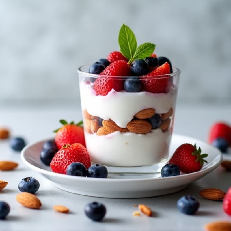 Greek Yogurt Protein Parfait with Almonds and Berries