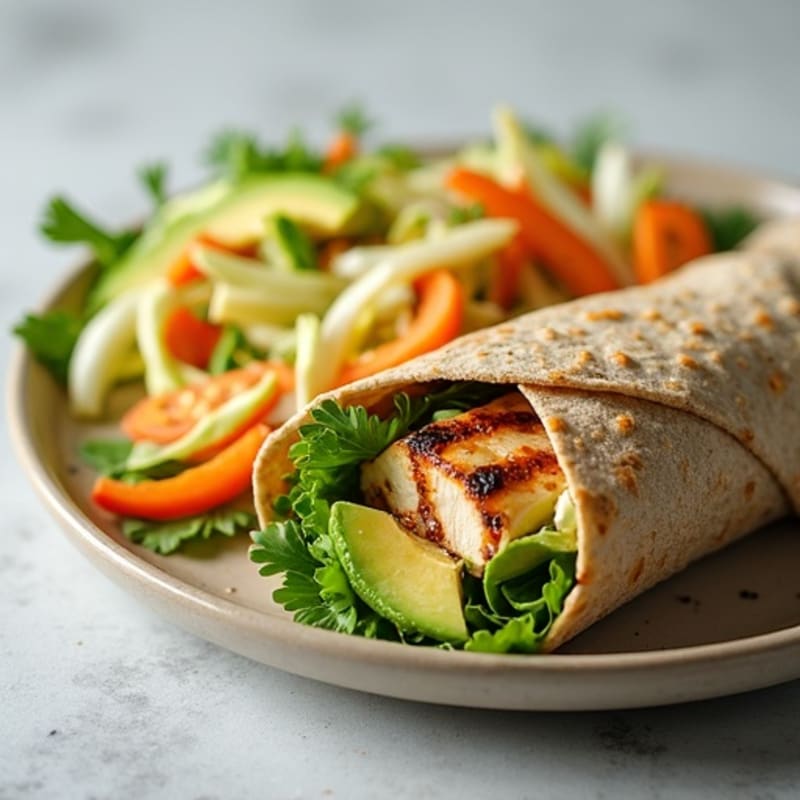 Grilled Turkey and Avocado Wrap with Crunchy Slaw