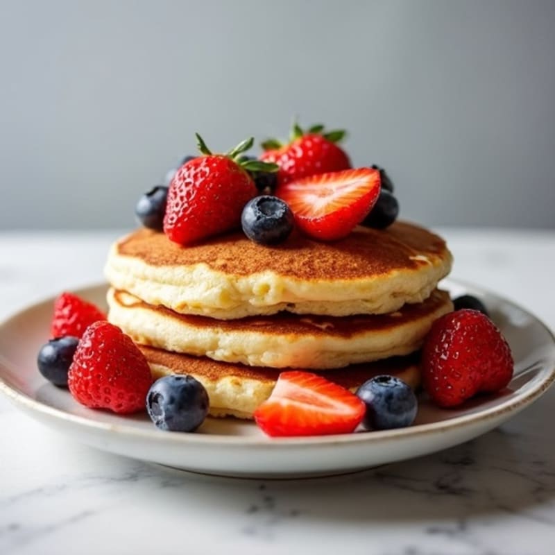 Fluffy Protein Pancakes with Fresh Berry Medley