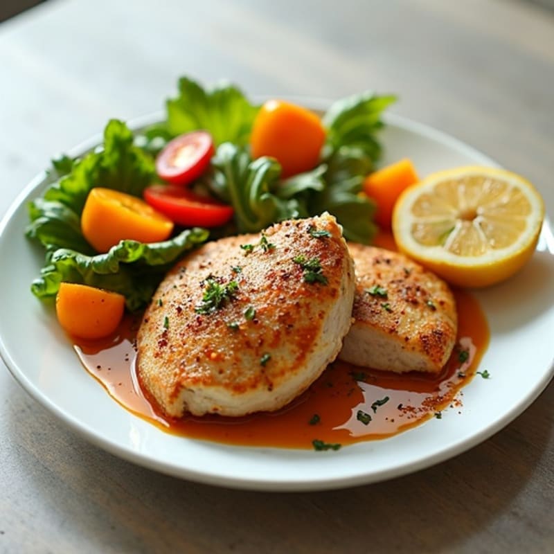 Roasted Spiced Chicken with Creamy Tahini and Fresh Vegetables