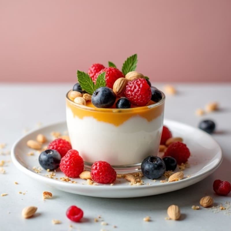Creamy Greek Yogurt Parfait with Mixed Berries and Almonds