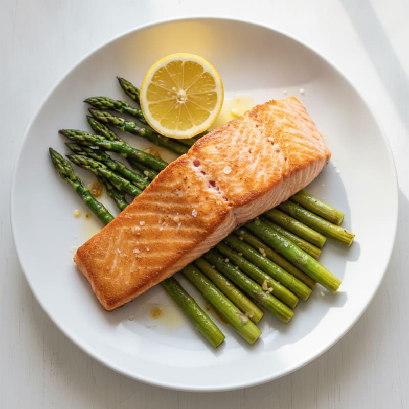 Seared Salmon Fillet with Roasted Asparagus