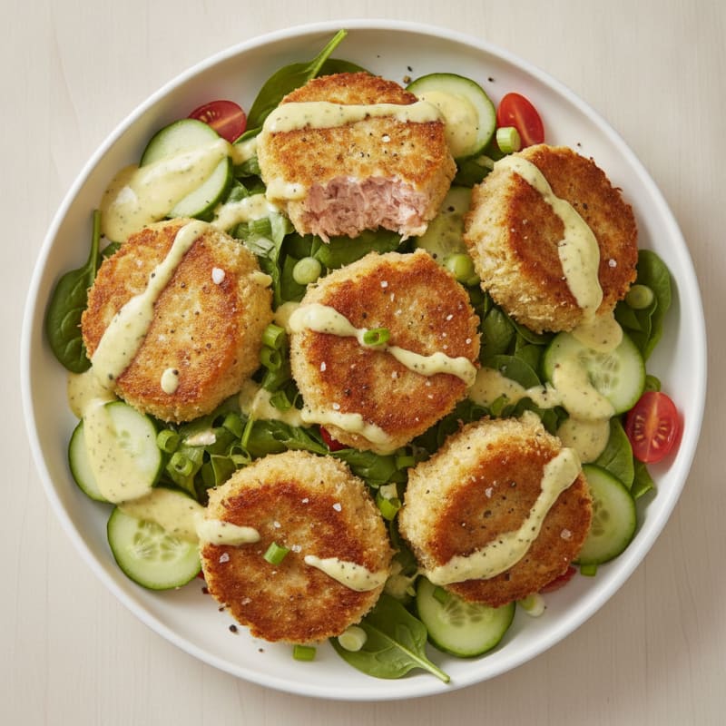 Pan-Seared Salmon Croquette Salad