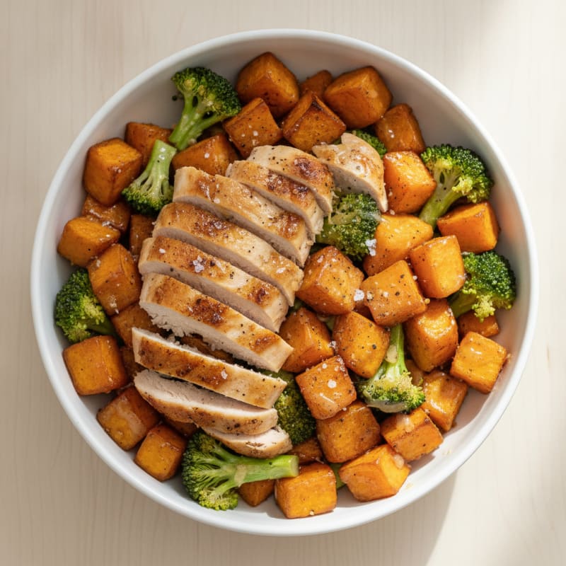 Honey Glazed Roasted Sweet Potato & Chicken Power Bowl