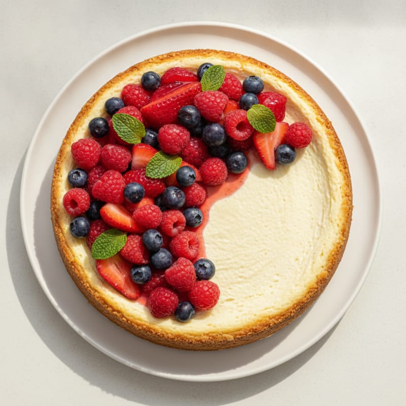 Greek Yogurt Protein Cheesecake with Fresh Berries
