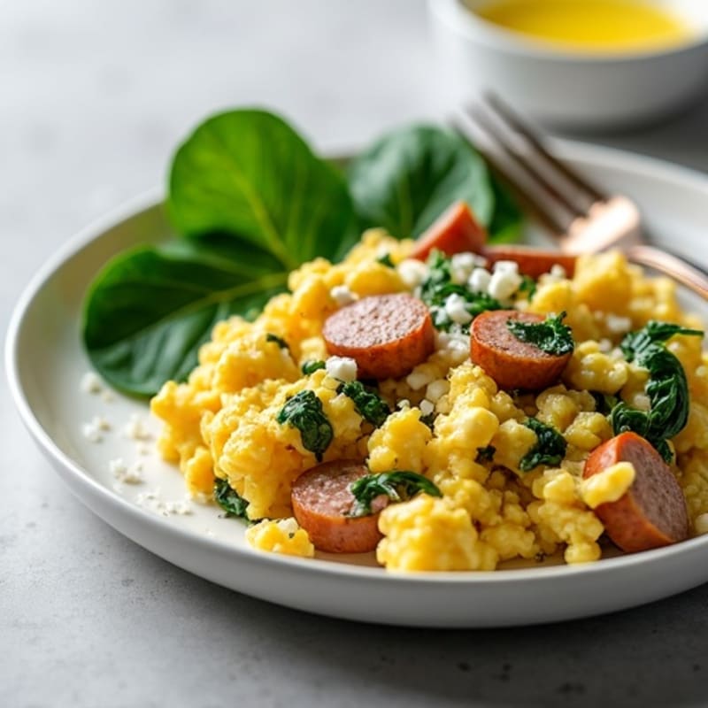 Egg White Scramble with Spinach and Turkey Sausage
