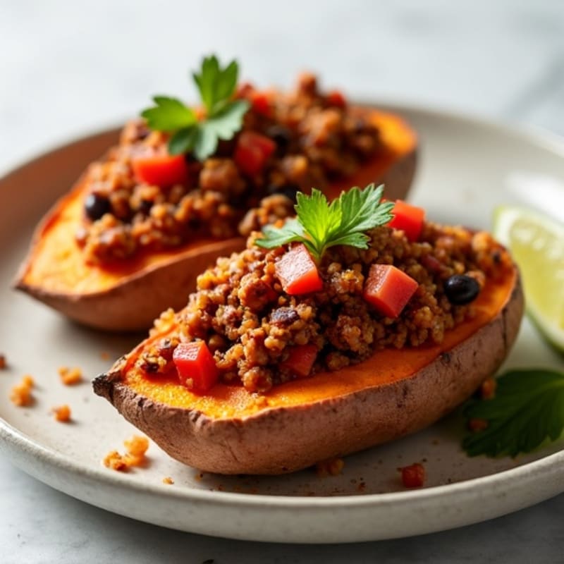 Lean Turkey Chili Loaded Sweet Potato Boats