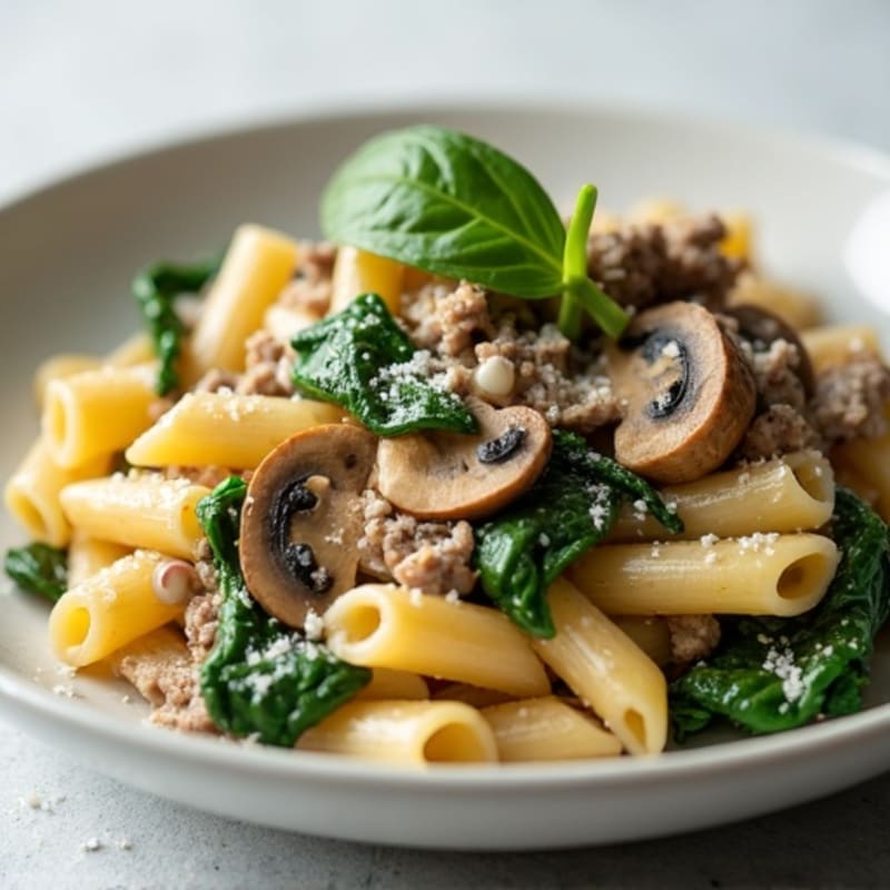 Healthy Creamy Beef and Mushroom Pasta