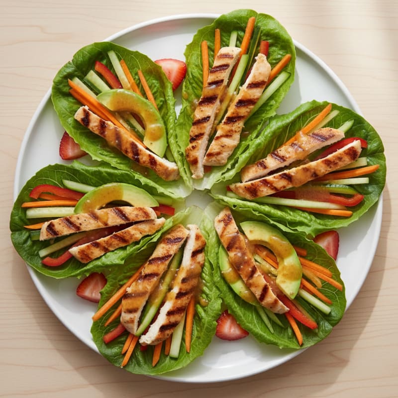 Grilled Chicken Lettuce Wraps with Crunchy Vegetables