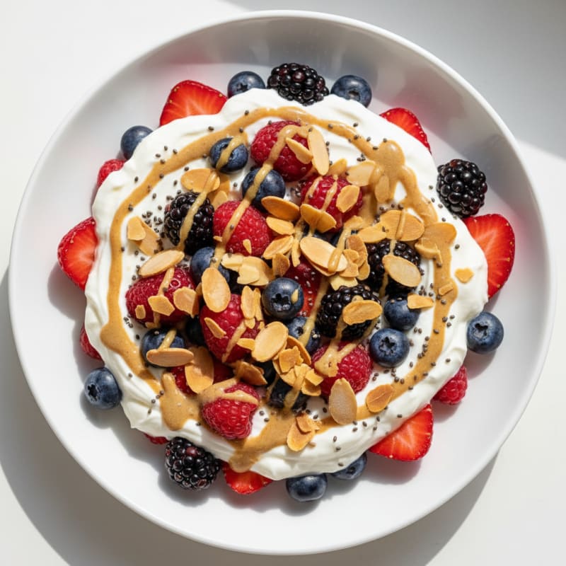 Greek Yogurt Protein Parfait with Mixed Berries
