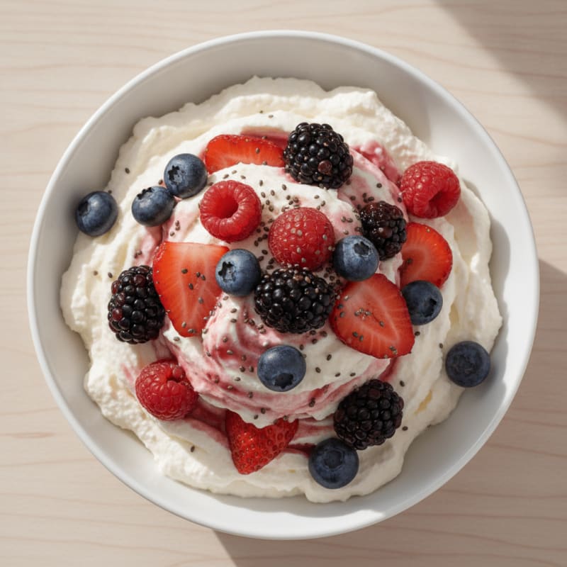 Greek Yogurt Protein Pudding with Mixed Berries