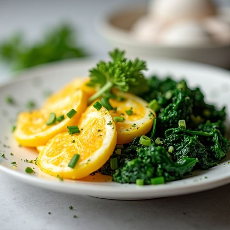 Scrambled Eggs with Fresh Herbs and Sautéed Greens