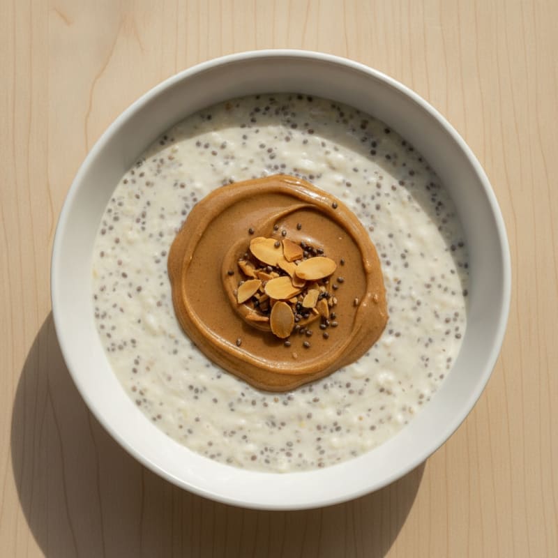 Vanilla Protein Chia Pudding with Almond Butter