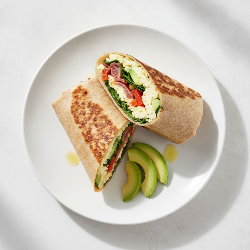 Crispy Turkey Bacon and Egg White Breakfast Burrito