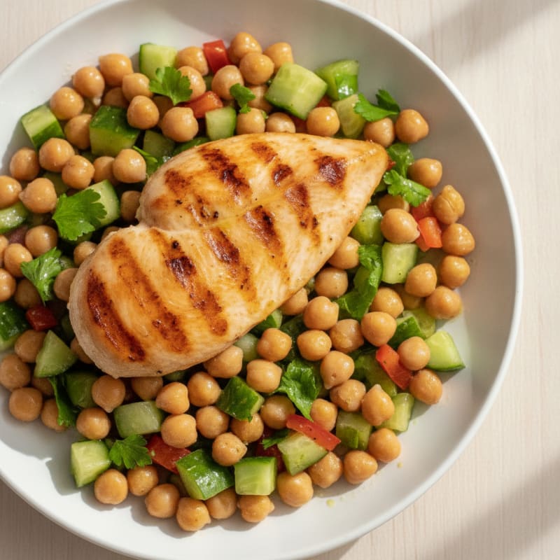 Grilled Chicken Breast with Crunchy Chickpea Salad