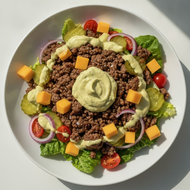 Deconstructed Cheeseburger Bowl with Special Sauce