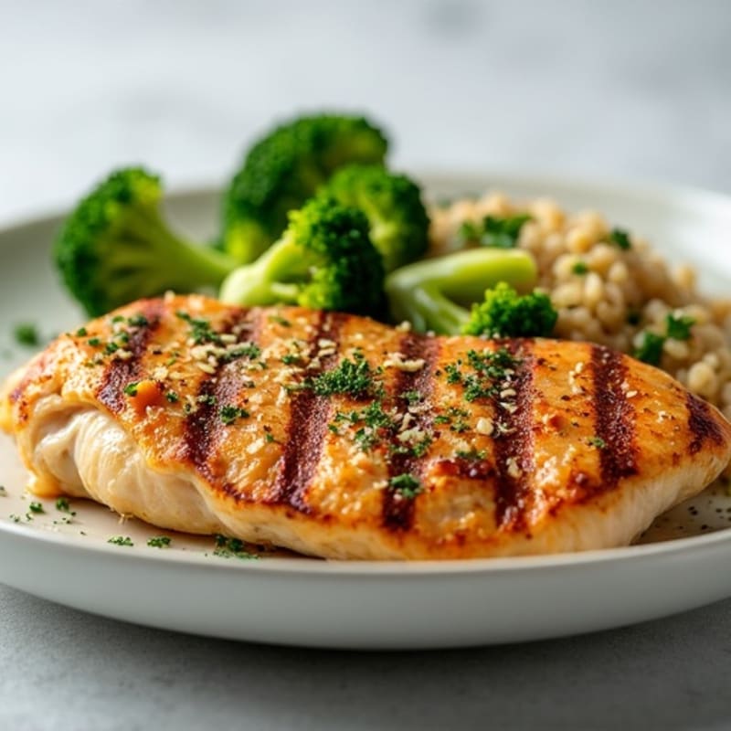 Grilled Chicken Breast with Quinoa and Steamed Broccoli
