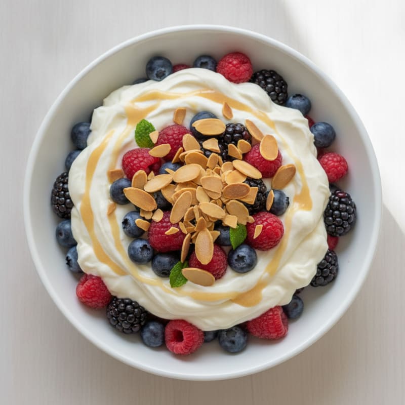 Vanilla Greek Yogurt Protein Parfait with Mixed Berries