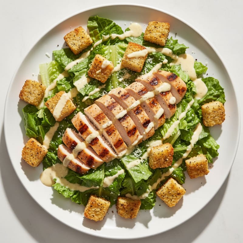 Grilled Chicken Caesar Salad with Garlic Croutons