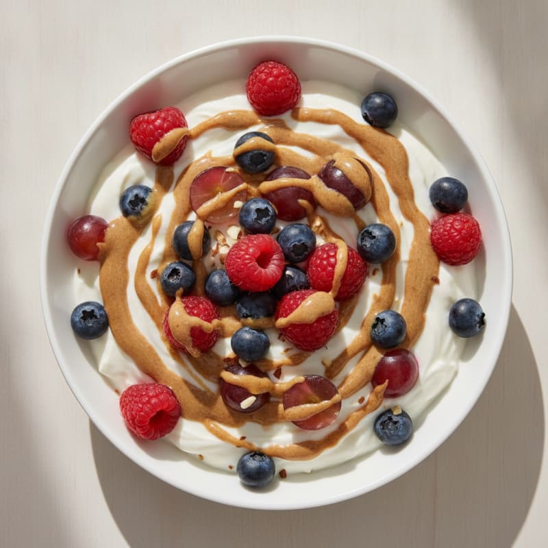 Greek Yogurt Protein Parfait with Mixed Berries and Almond Butter