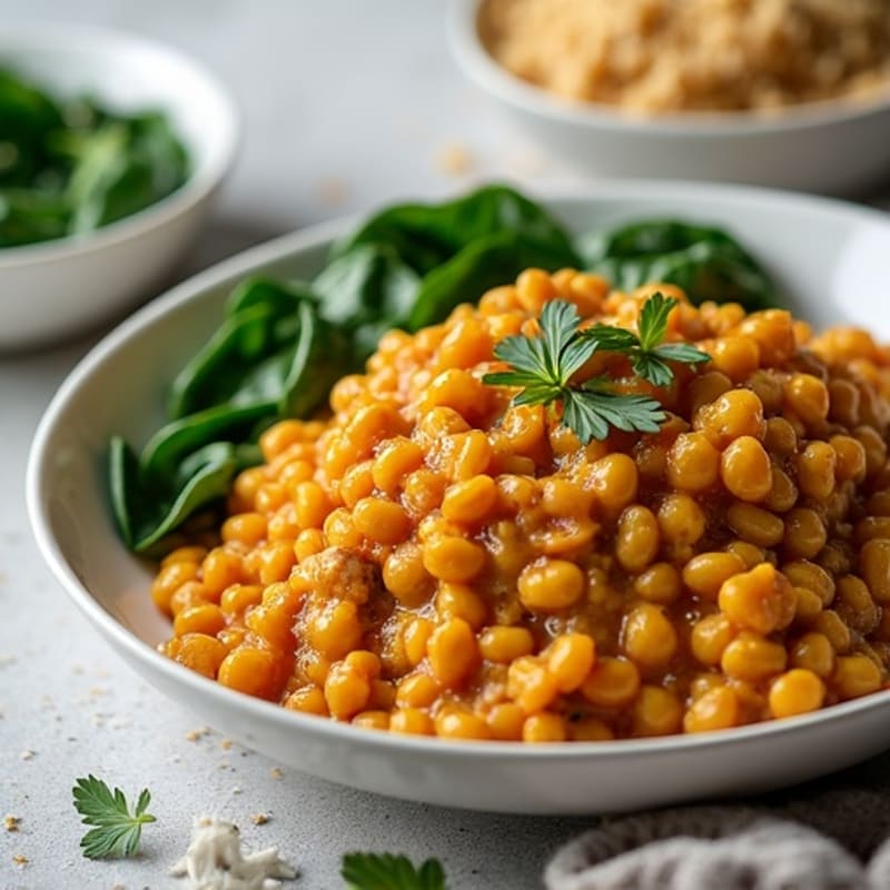 Creamy Red Lentil Curry with Fresh Spinach