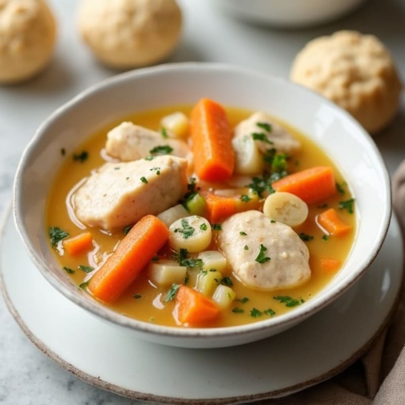 Creamy Chicken and Vegetable Stew with Tender Dumplings